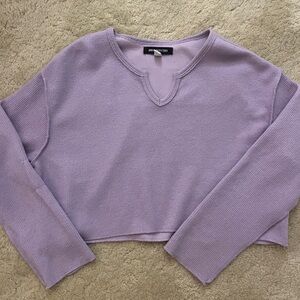 Urban Outfitters Light Purple Cropped Long Sleeve Top